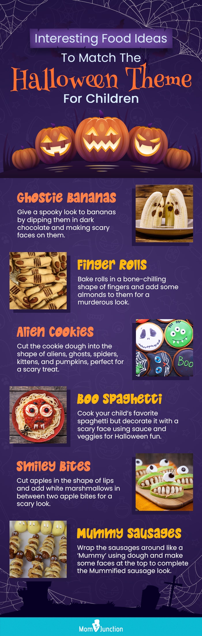 interesting food ideas to match the halloween theme for children (infographic)