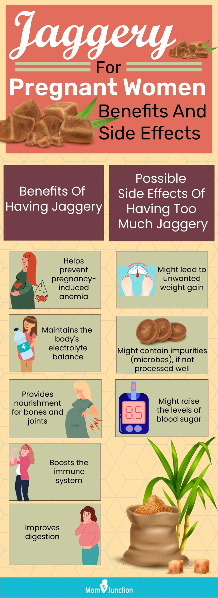 benefits and side effects of including jaggery during pregnancy (infographic)